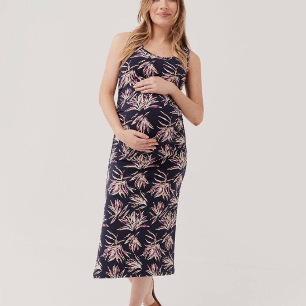 Pact Freesia Palms Maternity Tank Midi Dress (M)